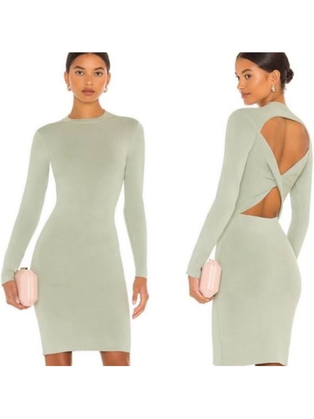 Alice + Olivia • Women’s Estelle Twist Back Sage Mini Dress Small NWOT